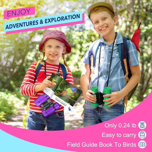 Girls Toys Age 3-7: LET'S GO! Compact Bird Watching Binoculars for Kids Ages 3 4 5 6 7 Year Old Girl Boy Gifts Idea Outside Travel Educational Toy...