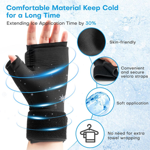 DR. MUSCLE'S Upgraded Hand Ice Pack Glove for Injuries, Wrist Ice Pack Wrap for Carpal Tunnel Relief, More Gel Filling Hot & Cold Therapy Pack for...