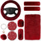 10 Pieces Fluffy Steering Wheel Covers Handbrake Cover Seat Belt Shoulder Pads Gear Shift Cover Diamond Ignition Ring Ball Key Chain Armrest Box M...