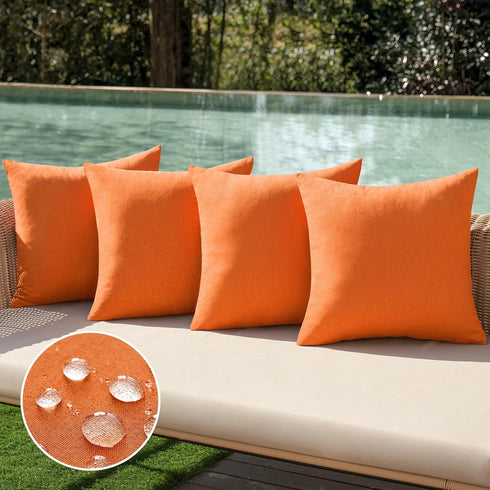 MIULEE Fall Pack of 4 Decorative Outdoor Throw Pillow Covers Linen Waterproof Pillow Covers Farmhouse Cushion Cases for Patio Garden Tent Balcony ...