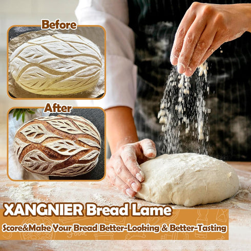 Bread Lame Dough Scoring Tool,2 Pack Sourdough Scoring Tools,Bread Dough Cutter Slashing Razor Tool,Scoring Patterns Booklet,Bread Baking & Making...