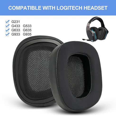 Replacement Ear Pads for Logitech G533 G633 G935, GVOEARS Cooling Gel Ear Cushions for Logitech G231 G433 G533 G633 G635 G933 G935 Gaming Headphon...