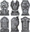 6-Piece Halloween Tombstone Yard Signs with Stakes - Large Eerie Graveyard Design, Spooky Skulls and RIP Messages for Haunted House, Outdoor Garde...