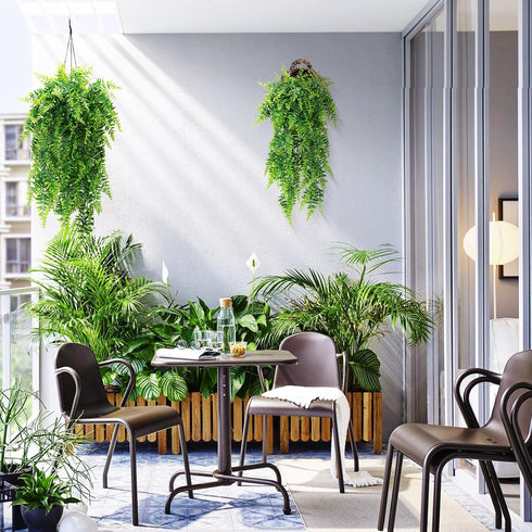 Fake Fern Artificial Hanging Ferns Outdoor Faux Hanging Greenery Plant Indoor UV Resistant Plastic Plants for Wall, Wedding Party, Holiday Decor-2...
