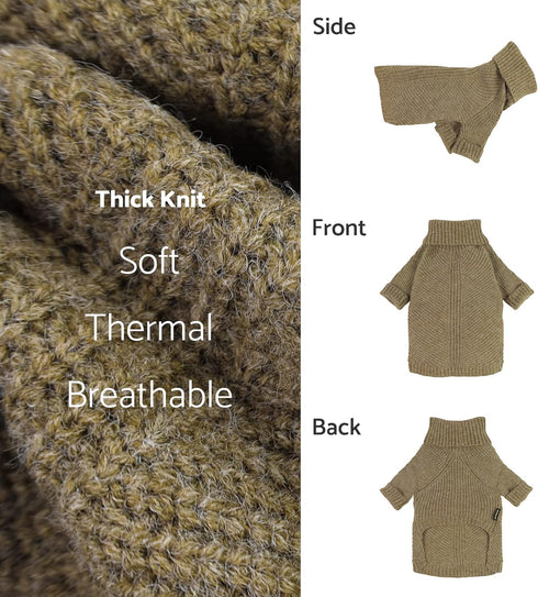 Fitwarm Thermal Knitted Dog Sweater Doggy Winter Coat Pet Clothes Doggie Turtleneck Jacket Puppy Outfits Cat Sweatsuit Sage Green X-Large...