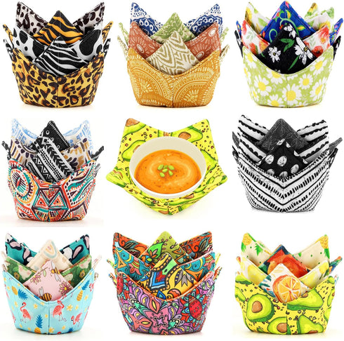 Cotton Microwavable Bowl Cozy, Microwave Bowl Holders, Bowl Snuggies, Microwave-Safe Hot Bowl Holders, Soup Bowl Cozy Bowl Hot Pads Hot Heat Proof...