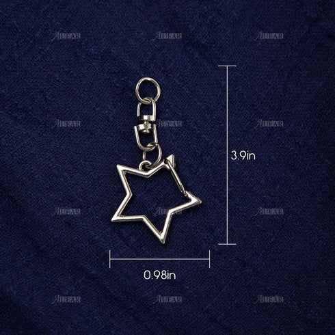 AUEAR, Keychain Metal Spring Snap for DIY Keychain Hanging Buckle and Bag Accessories Creative Key Ring Pentagram (30 Pack, Star Shape Design, Sil...