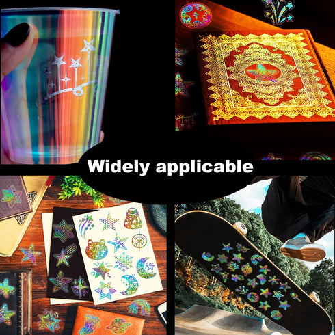Holographic stars Stickers Glitter Silver Transparent Waterproof Decoration Sticker for DIY Scrapbooking Supplies crafts Phone Case Water Bottles ...