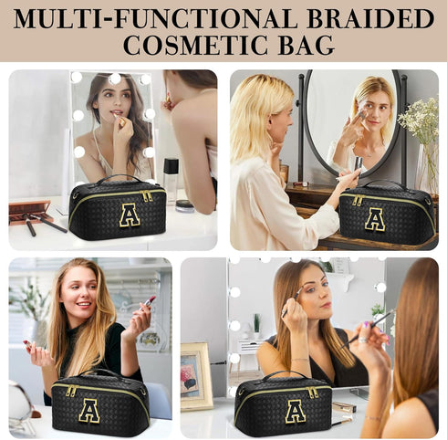 Initial Makeup Bag Cosmetic Bag - Make Up Bag Travel Essentials Makeup Bag Skincare Bags for Women Trendy Makeup Bag Small Makeup Bag Birthday Mot...