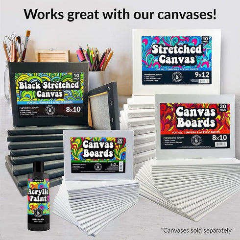 Black Acrylic Paint Premium Colors Paint Acrylic | Art Paints for Canvas and Outdoor Painting 8oz 236ml Bottle Mars Black...