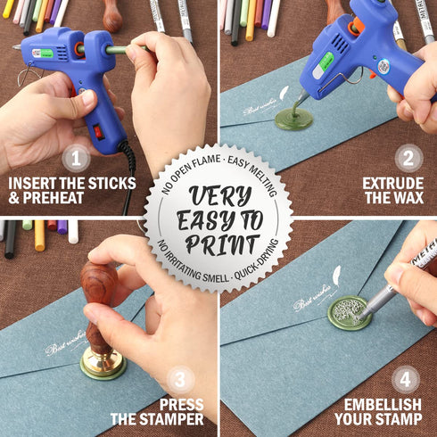 Wax Seal Kits, Wasole 40Pcs Gold Sealing Wax Sticks with Glue Gun + 2Pcs Wax Seal Pens for Wax Seal Stamp, Great for Wedding Invitations, Birthday...