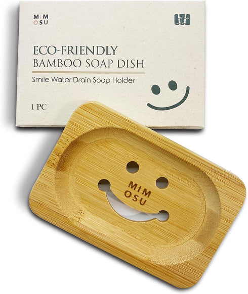 mimosu Bamboo Soap Dish with Drain - Wooden Holder for Shampoo Bars, Eco-Friendly Bathroom Tray, Zero Waste...