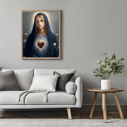 Posterizer 1 pcs-serene symbolic depiction of the Sacred Heart of Mary 1-Religious Posters Gift For Buddhism Meditation philosophy Fans- unframed ...