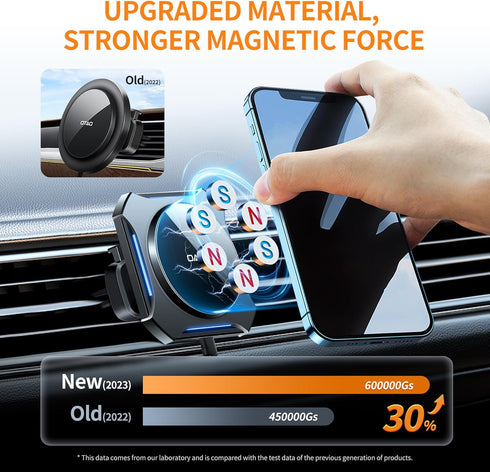 OTAO for Magsafe Car Mount Charger, Wireless Charger Fast Charging for Magsafe Car Charger, Air Vent/Dashboard Magnetic Phone Holder for iPhone 15...