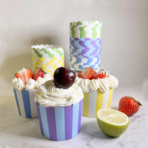 100pcs Random Colorful Premium Greaseproof Cupcake Paper Liners No Muffin Pan Needed Cupcakes Papers...