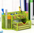 VANRA Metal Mesh Desk Supply Caddy Desktop Office Supplies Organizer Supply Holder 8 Compartments with Drawer (Green)...