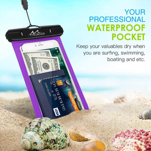 MoKo Waterproof Phone Pouch Holder 2Pack, Underwater Cellphone Case Dry Bag with Lanyard Armband Compatible with iPhone 14 13 12 11 Pro Max X/Xr/X...