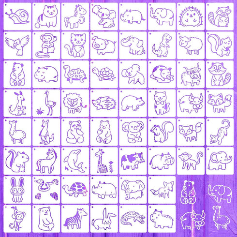 60 Pieces Baby Shower Stencils for Painting Cute Onesie Stencil Reusabl Painting Stencils, Small Animals Stencils Template for Onesies Bodysuit Ba...