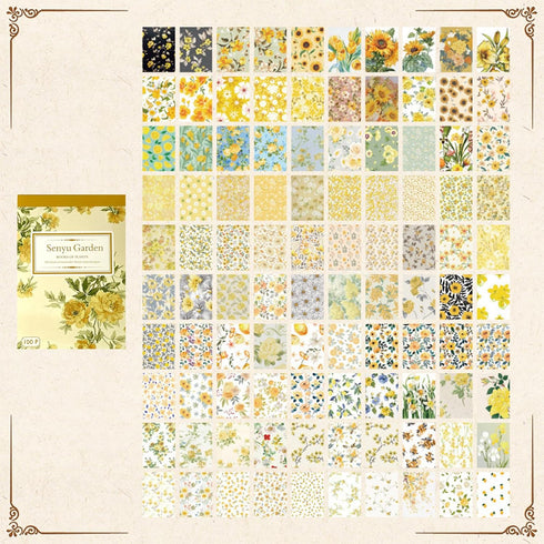 100Scrapbook Craft Paper Kit for Scrapbook Journaling Supplies?Yellow FlowerCraft Supplies Materials Decoupage Paper for Scrapbooking Supplies?Bul...