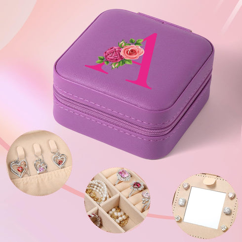 Travel Jewelry Case Jewelry Box, Valentines Day Gifts for Her, Wife, Girlfriend, Daughter, Personalized Gifts - Initial Jewelry Holder Organizer, ...