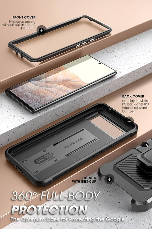 SUPCASE Unicorn Beetle Pro Series Case for Google Pixel 6 (2021), Full-Body Rugged Belt-Clip & Kickstand Case without Built-in Screen Protector (B...