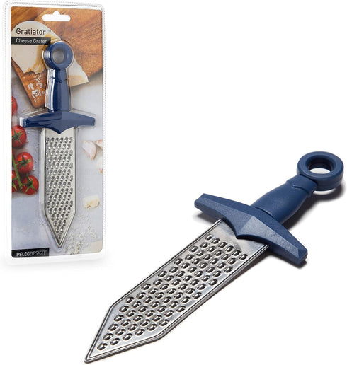PELEG DESIGN – Gratiator Small Cheese Grater Stainless Steel Sword-Shaped Grating Utensil Lemon Zester Tool with Royal Blue Plastic Handle | Mini ...
