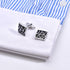 Square Classic Black Cufflinks for Men Lady In Gift Case Silver Tone Irregular Geometric Pattern Men's Cufflinks Jewelry for Wedding Anniversary B...