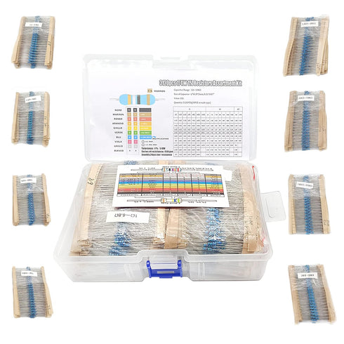 3120pcs 156 Values Metal Film Resistor Kit Minidodoca 1 Ohm-10M Ohm 1/4W 0.25 watt ±1% Tolerance Fixed Resistors Assortment Kit RoHS Compliant 100...