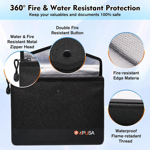 5200? Fireproof Document Bag,Waterproof Fireproof Bag with Heat Insulated,Fireproof Money Bag With Zipper Closure for Cash, Important Documents an...