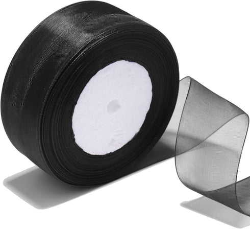 1-1/2 Inch Sheer Organza Ribbon 50 Yards Black Chiffon Ribbon for Gift Wrapping,Bouquets,Wedding,DIY Craft...
