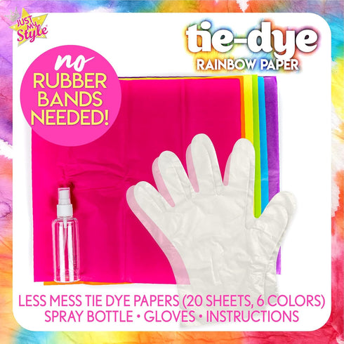 Just My Style Tie-Dye Rainbow Paper, Less Mess Tie Dye Kit – Spray to Activate Tie Dye Papers – DIY Tie Dye Kit for Creating Tie Dye Shirt, Socks ...