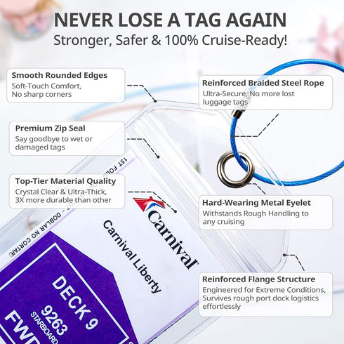 Cruise Ship Essentials for Carnival, Princess, NCL, MSC by JOLLYANTS, Cruise Luggage Tag Holders, Cruise Must Haves Waterproof & Reusable...
