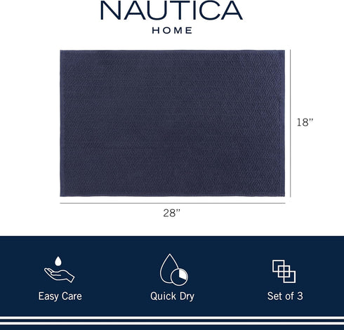 Nautica 100% Cotton Kitchen Towels Set of 3 | 18" X 28" Super Absorbent Reusable Cleaning Cloths, Tea Towels, Hand Towels for Drying Dishes | Navy...