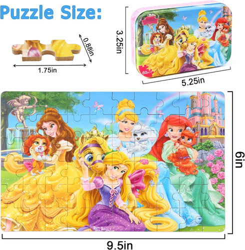 LELEMON Puzzles for Kids Ages 4-8,60 Piece Puzzles for Kids Ages 4-6,Children Jigsaw Puzzles Kids Puzzles in a Metal Box,Educational Learning Puzz...