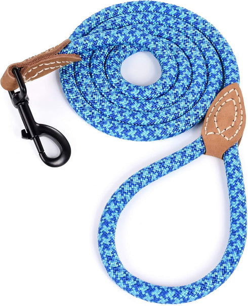 Mile High Life | Mountain Climbing Dog Rope Leash with Heavy Duty Metal Sturdy Clasp | Genuine Leather Tailored Connection with Strong Stitches (S...