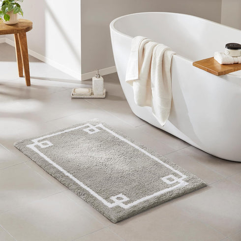 Madison Park Evan 100% Cotton Bathroom Rug Non Slip Backing-Luxrurious Tufted Plush Bath Mat Absorbent, Quick Dry, Spa Design Shower Room Décor, 2...