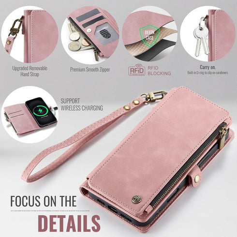 Defencase Compatible with iPhone 13 Mini Case Wallet with RFID Blocking Card Holder for Women Men, PU Leather Magnetic Snap Flip Zipper Strap Wall...