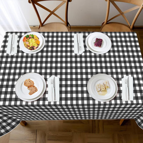 Childom 3 Pack Black and White Checkered Tablecloths 54"x108" Disposable Plastic Table Cloths Buffalo Plaid Tablecloths for Home,Halloween,Picnic ...