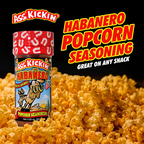 ASS KICKIN' Habanero Popcorn Seasoning - Great for Gourmet Popcorn or Chicken Wings and Meat - Perfect Stocking Stuffers or Christmas Gifts - Try ...