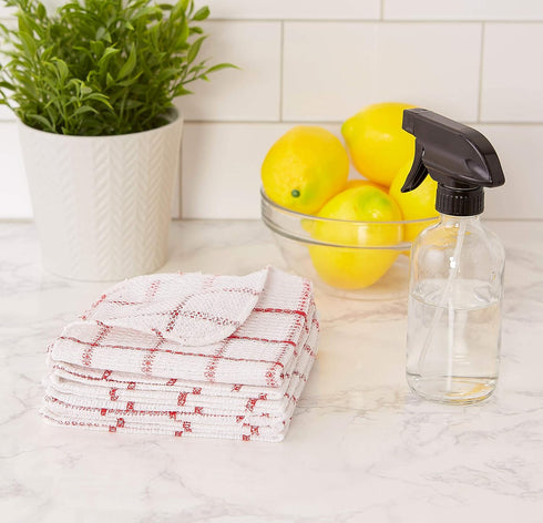 DII Scrubber Dishcloths Collection Windowpane Dishrag Set, 12x12, White/Red Stripe, 6 Piece...