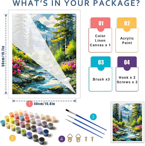 Mountain Paint by Number for Adults-Landscape Paint by Numbers for Adults,Landscape Paint by Numbers for Gift Home Wall Decor(Mountain,16x20 inch)...