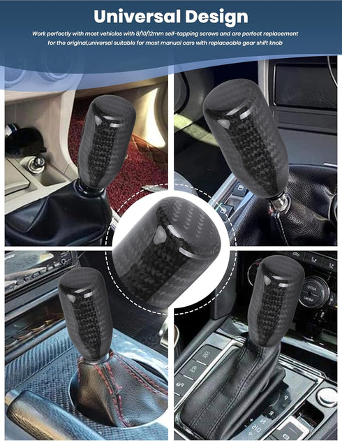 Car Gear Shift Knob, Carbon Fiber Shifter, Universal Carbon Fiber Shift Knob, Shift Knob 5 Speed, Car Gear Knob Manual Stick Shift Knob Shifter wi...