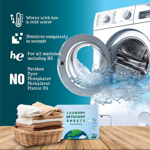 50 Laundry sheets 100 loads | Fresh Linen smell - Laundry Detergent Sheets, Eco-Friendly, Plant-Based, Hypoallergenic, No Plastic Jug Kindly (Fres...