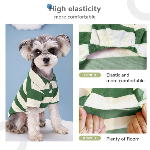 2 Pieces Stripe Dog Shirts Breathable Polo T-Shirts for Small Dogs Cats Girl Boy Puppy Sweatshirt for Chiuahaha Poodle Teacup Shihtzu Yorkie Small...