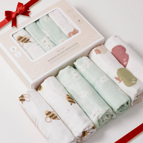Nightingale Baby Washcloths, Rayon from Bamboo Baby Clothes Organic Wash Cloths with Cotton, Newborn Bath Essentials, Burping Cloths for Babies, F...