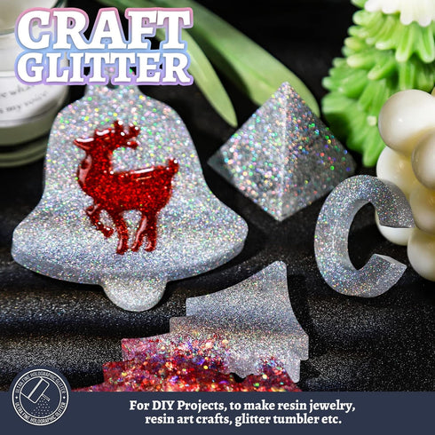 LEOBRO Silver Glitter, 180g/6.35oz Holographic Silver Fine Glitter for Resin, Crafts, Tumblers, Nail Body, DIY Party Decorations...