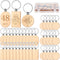 24 Pcs Wooden Keychain Blanks Wood Engraving Blanks Key Chain Unfinished Rectangle Oval Round Wood Key Tag with Plastic Storage Container for DIY ...