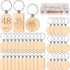 24 Pcs Wooden Keychain Blanks Wood Engraving Blanks Key Chain Unfinished Rectangle Oval Round Wood Key Tag with Plastic Storage Container for DIY ...
