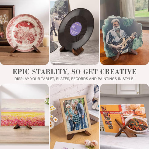 Plate Stand for Display - 4.5 Inch Plate Holder Display Stand, Wooden Picture Frame Stand, Decorative Table Top Easels for Display...