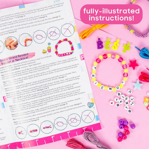 Just My Style ABC Beads by Horizon Group Usa, 1000+ Charms & Beads, Alphabet Charms, Accent Seed Star Wax Beading Cord, Satin Cord Key Ring Includ...